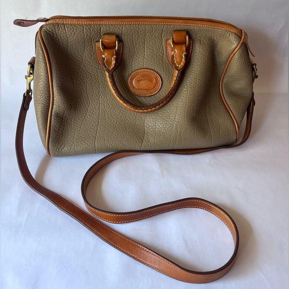 Dooney & Bourke Vintage Classic AWL Leather Shoulder Satchel Bag Taupe - Picture 1 of 10